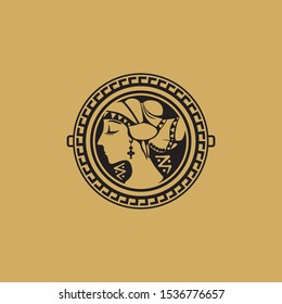 Antique Queen - Vector Logo Emblem