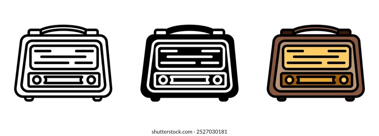 Antique Radio Icon, A vintage radio from the early 20th century, known for its wooden exterior and nostalgic broadcast sound.