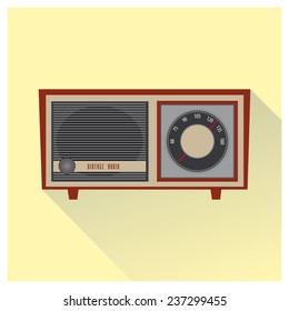 Antique radio receptor vector over yellow color. 