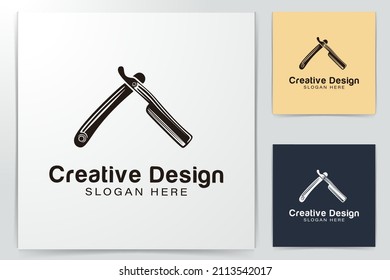 antique razor blade. barbershop logo Ideas. Inspiration logo design. Template Vector Illustration. Isolated On White Background