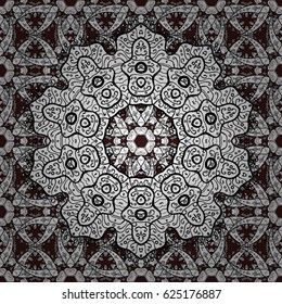 Antique repeatable wallpaper. White floral ornament in baroque style. White element on brown background. Damask seamless repeating pattern.