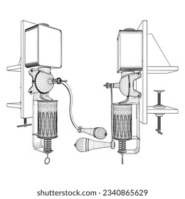 Antique Retro Coffee Grinder Vector 03. Isolated On White Background. A Vector Illustration Of A Vintage Coffee Grinder.