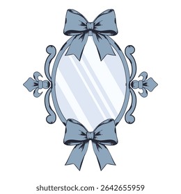 Antique retro Mirrow isolated transparent background. Vector illustration of Coquette vintage boho Mirrow Frame. Ideal social media greeting card cover decor. EPS 10