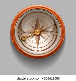 Antique retro style compass with windrose. Vector Illustration.