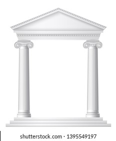 An antique Roman or Greek temple with ionic columns or pillars. EPS 10 contains transparency.