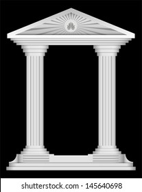 Antique roman temple frame for design 