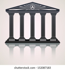 Antique roman temple stylized vector background