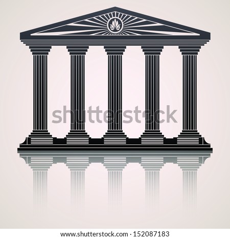 Antique roman temple stylized vector background