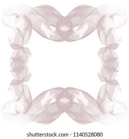 antique rose pink watercolor ornamented veil bow frame border pattern, vector illustration