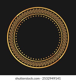 Antique round ornamental frame along with golden spiral design