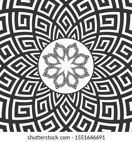 Antique round pattern ornament. Abstract round ornamental decoration. 