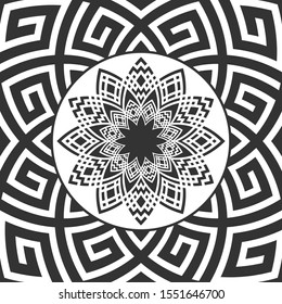 Antique round pattern ornament. Abstract round ornamental decoration. 