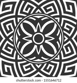 Antique round pattern ornament. Abstract round ornamental decoration. 