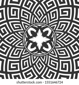 Antique round pattern ornament. Abstract round ornamental decoration. 