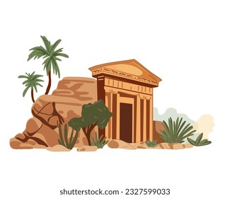 
Antique ruins, Greco-Roman architecture, place to visit, vector illustration