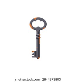 Antique Rusty Skeleton Key Vector Illustration Isolated on White Background