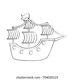 antique sailboat isolated icon