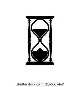 Antique sand clock illustration vector black color isolated. Sand glass icon. Times icon