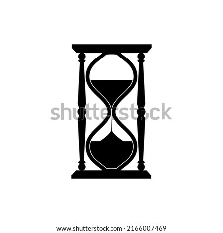 Antique sand clock illustration vector black color isolated. Sand glass icon. Times icon