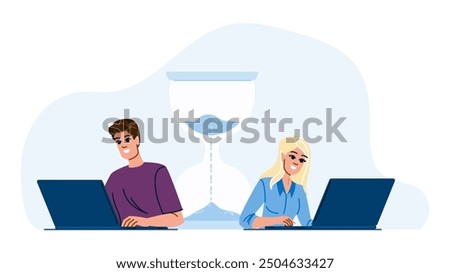 antique sand timer vector. measurement classic, decor glass, grains interval antique sand timer character. people flat cartoon illustration