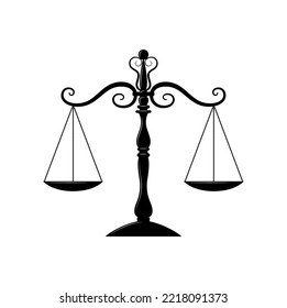 Antique scales measuring device, justice, law and notary symbol. Vector beam weight scales, retro mass balances, equilibrium judiciary measure tool