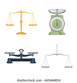 Antique scales set vector illustration isolated on a wite background