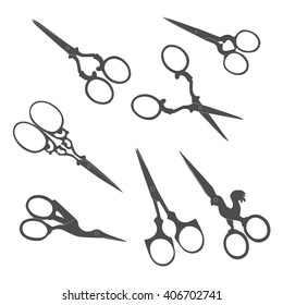 Antique scissors. Collection of vintage accessories.
