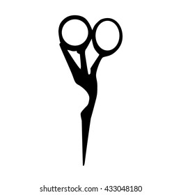 antique scissors silhouette on white background
