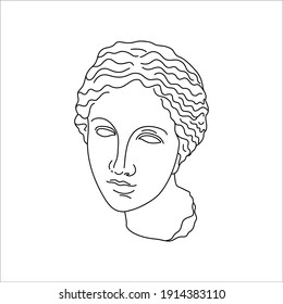 Antique Sculpture of Aphrodite in a Minimal Liner Trendy Style. Vector Illustration of the Greek God for Prints on t-Shirts, Posters, Postcards, Tattoos and more