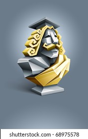 antique sculpture bust of wise professor. vector illustration. gradient mesh used