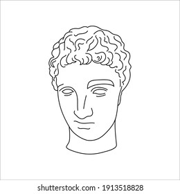 Antique Sculpture of Hermes in a Minimal Liner Trendy Style. Vector Illustration of the Greek God for Prints on t-Shirts, Posters, Postcards, Tattoos and more
