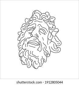 Antique Sculpture of Laocoon in a Minimal Liner Trendy Style. Vector Illustration of the Greek God for Prints on t-Shirts, Posters, Postcards, Tattoos and more