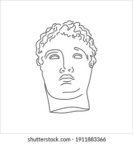 Antique Sculpture in a Minimal Liner Trendy Style. Vector Illustration of the Greek God for Prints on t-Shirts, Posters, Postcards, Tattoos and more