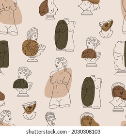 
Antique sculptures and abstract shapes seamless pattern. Modern vector illustration. Can be used for branding, packaging, textiles