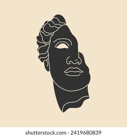 Antique sculptures silhouette. Vector illustration.	