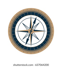 Antique sea compass vector icon. Wind rose.