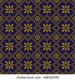 Antique seamless background 451 geometry check cross square rhomb flower
