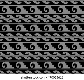 Antique seamless background 480 primitive spiral curve wave geometry
