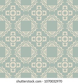 Antique seamless background Botanic Curve Cross Leaf Flower, Ideal for wallpaper decoration or greeting card design template.