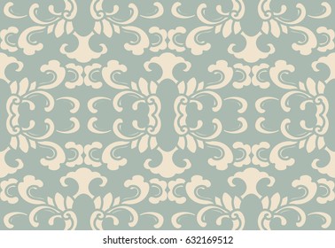 Antique seamless background botanic curve spiral cross leaf
