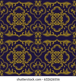 Antique seamless background botanic curve spiral flower