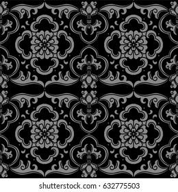 Antique seamless background botanic curve spiral flower