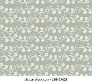 Antique seamless background botanic garden spiral vine flower leaf