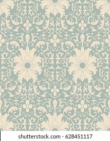 Antique seamless background botanic garden spiral curve cross leaf flower