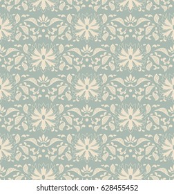 Antique seamless background botanic garden nature leaf flower chintz