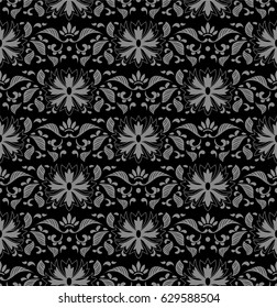 Antique seamless background botanic garden nature leaf flower chintz