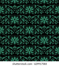 Antique seamless background botanic garden nature leaf flower chintz