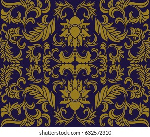 Antique seamless background botanic garden flower vine leaf