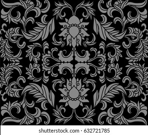 Antique seamless background botanic garden flower vine leaf