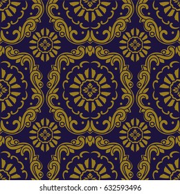 Antique seamless background botanic spiral curve cross flower